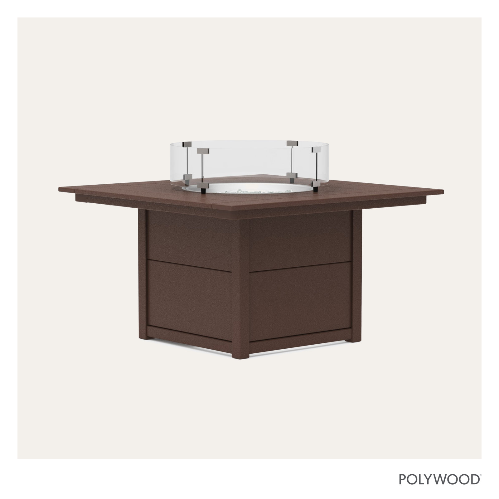 POLYWOOD® Square 42" Fire Pit Table, Mahogany