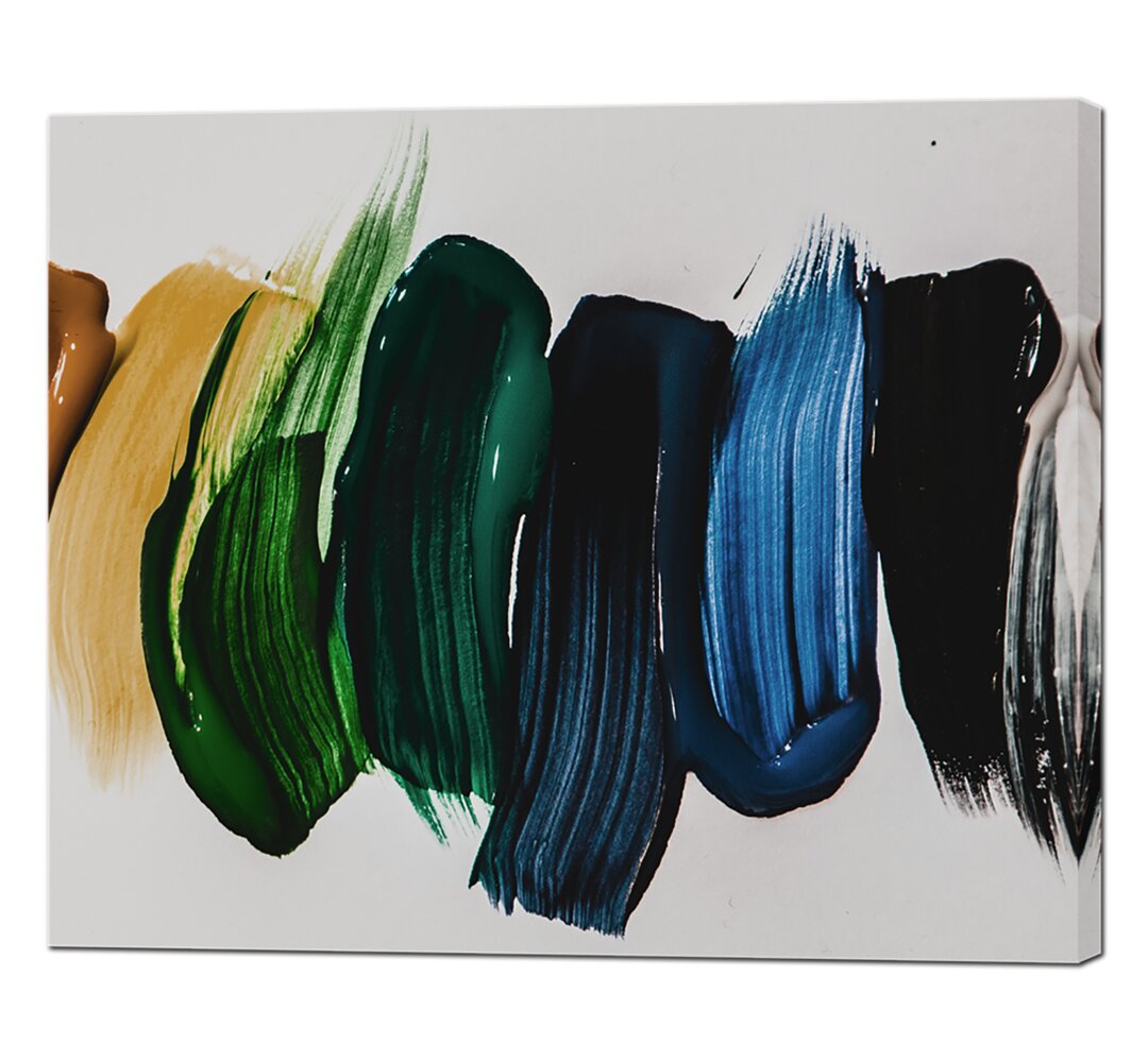 Color Oil Brush Stripes - Wrapped Canvas Graphic Art Print