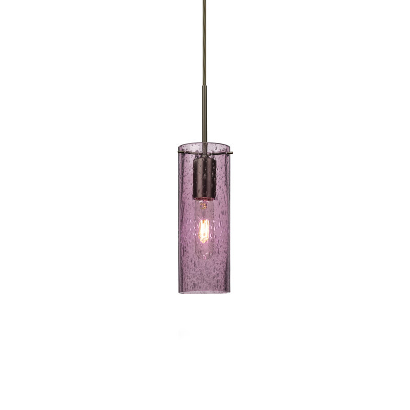 Luminaire suspendu cylindrique à 1 lumière Cattalina, H 10 po x l 3,5 po x P 3,5 po, Prune, Nickel satiné