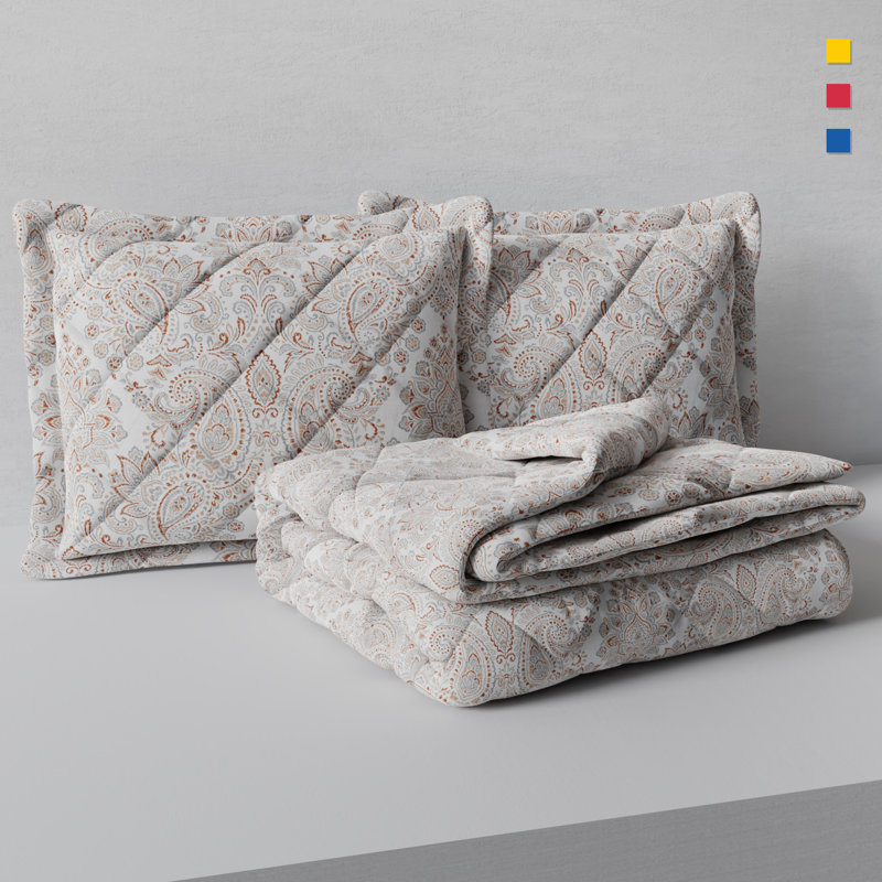 Ensemble de courtepointe 3 pièces Kalampur, Courtepointe double / grand + 2 taies d'oreiller s