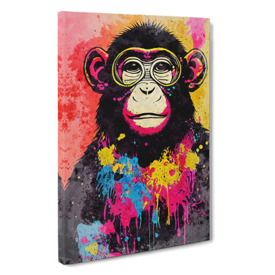 Monkey Paint Splash No.4 - Wrapped Canvas