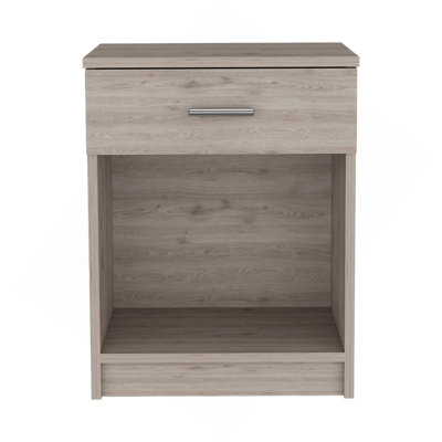 Nightstand Coco, Single Drawer, Lower Shelf, Light Gray Finish