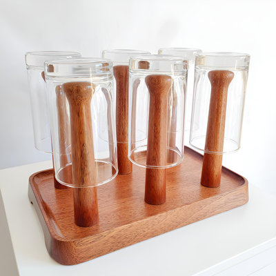 Ebony Anti Mold Drip Cup Holder | Inverted Creative Cup Holder | Household Dust-Proof And Ventilated Storage Container | Natural Solid Wood Storage Rack