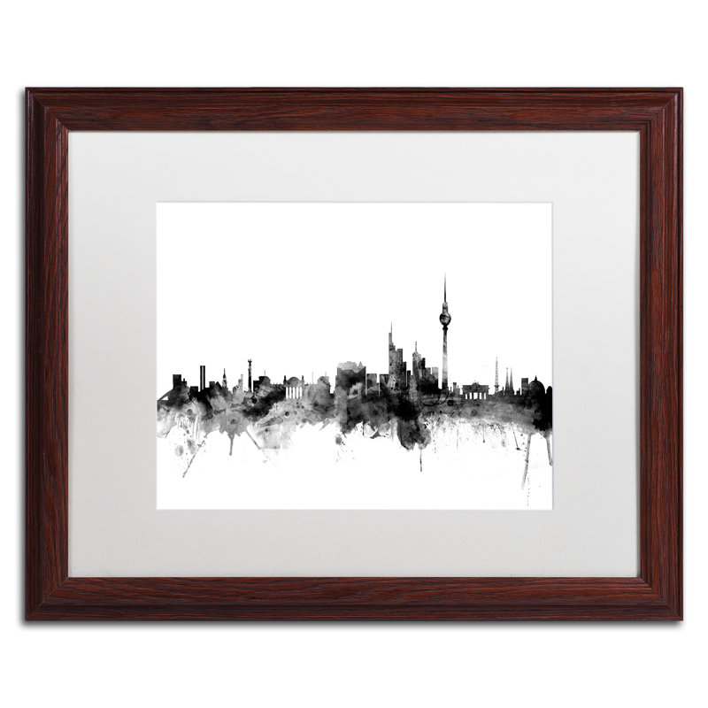 « berlin allemagne horizon b&w », impression encadrée, H 11 po x l 14 po x P 0,5 po, Cadre brun