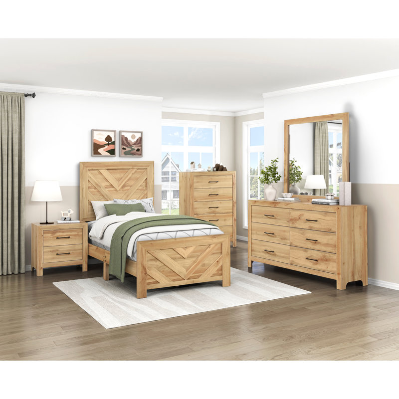 Claudette Solid Wood Bed Frame, Twin, Natural