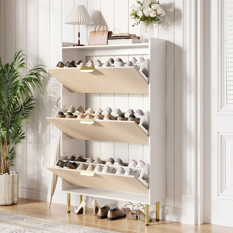 24 Pair Shoe Storage Cabinet, White