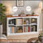Organisateur de rangement à 8 cubes, bibliothèque cubique en bois à deux niveaux à 2 niveaux avec moulures décoratives, étagère à casiers ouverts, console basse pour salon, chambre à coucher, bureau