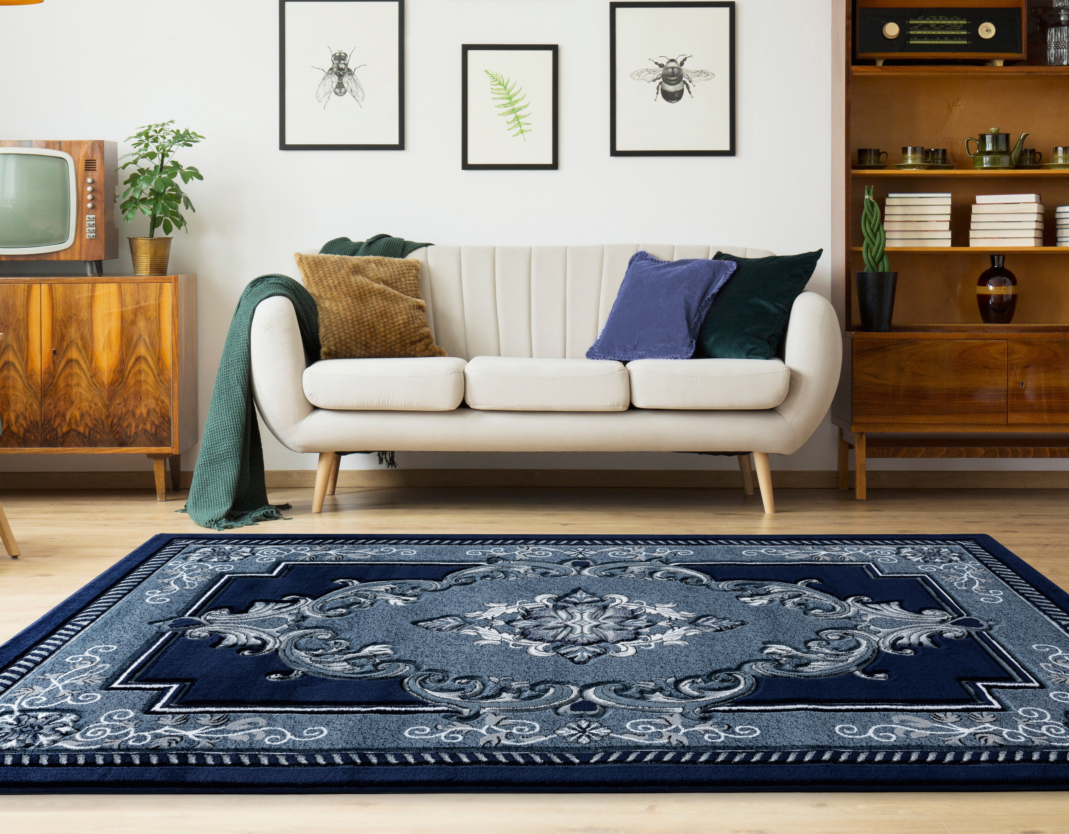 Astoria Grand Josephus Medallion Blue Area Rug & Reviews | Wayfair