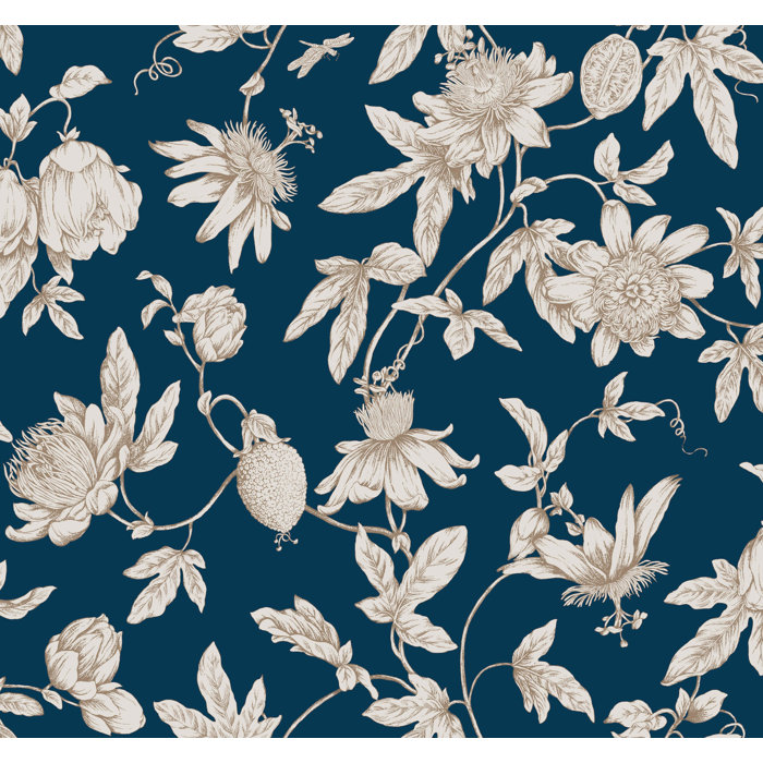 York Wallcoverings Passion Flower Toile Floral Roll | Wayfair