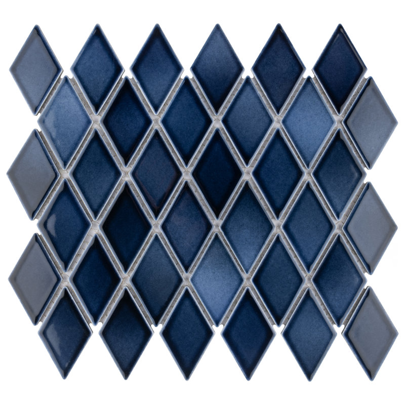 Hudson Kite 10-1/8 " x 11-3/4 " Porcelain Mosaic Floor and Wall Tile, Midnight