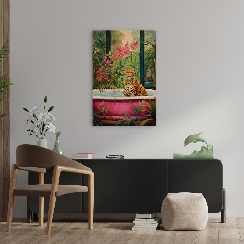 Art de baignoire guépard - Tropical Leopard, H 36 po x l 24 po