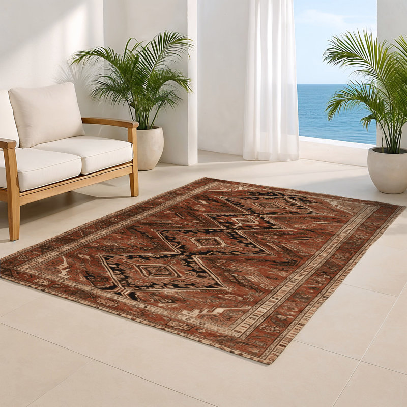 Persian Brown Indoor and Outdoor Area Rug, Rectangle 8' x 10'