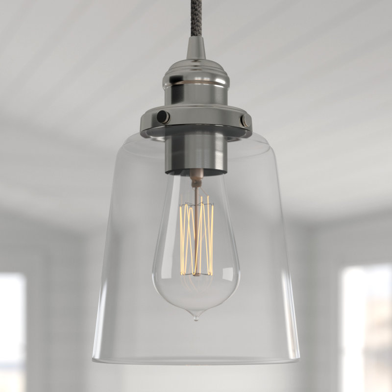 Luminaire suspendu 1 lumière à une cloche, Nickel poli