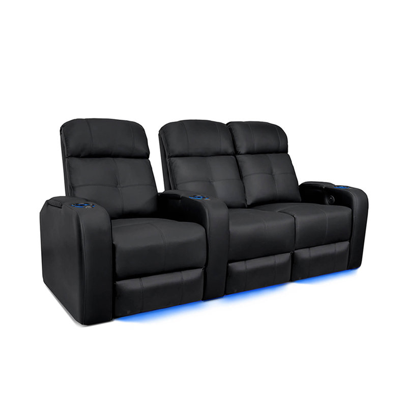 Cinéma maison inclinable électrique en cuir véritable avec porte-gobelet de 84 po de largeur Sehin