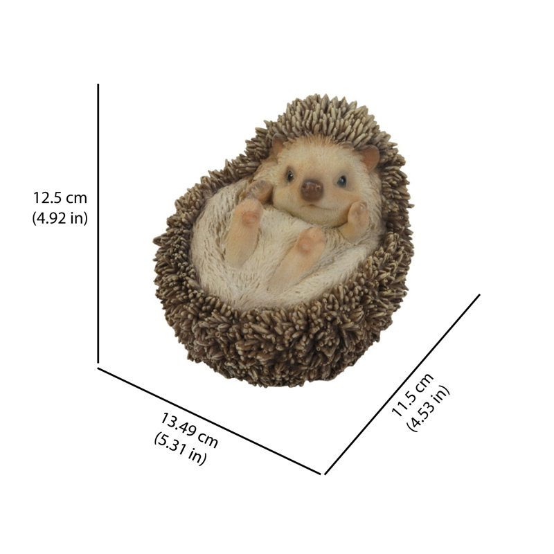 Small Brown Polyresin Hedgehog Garden Statue