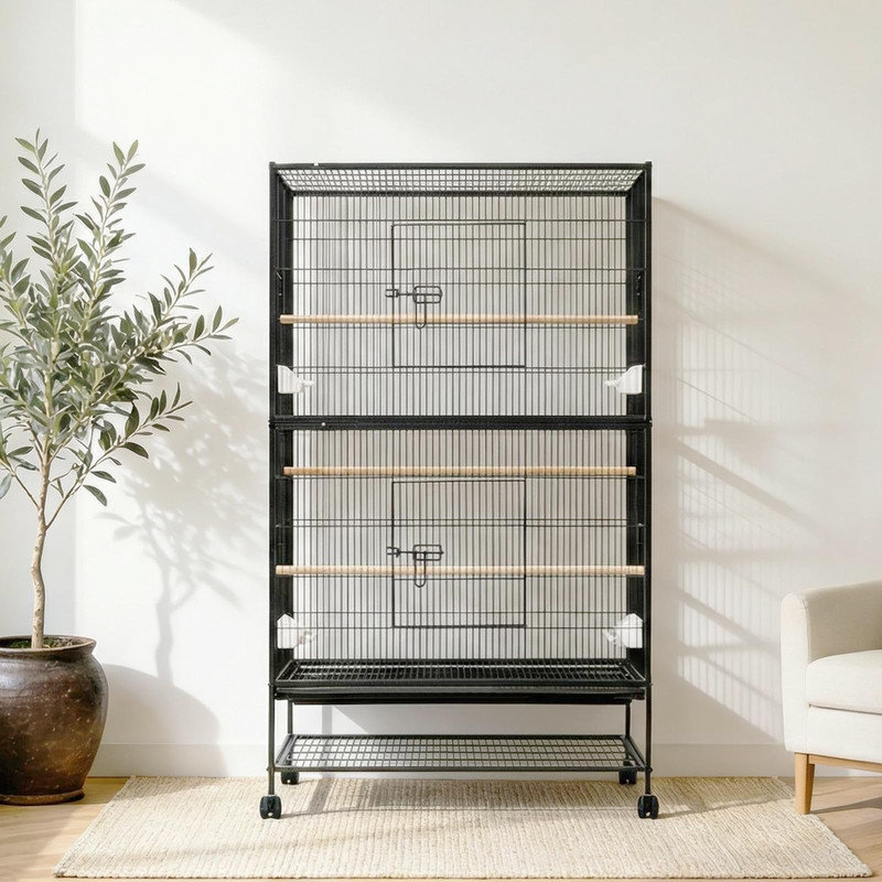 Grande cage à oiseaux de 60 po avec support, grande volière en métal pour ara, perruches et cockatiel