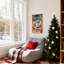 Ensemble de 3 impressions sur toile de Noël, père Noël avec renne et elfes-299486854