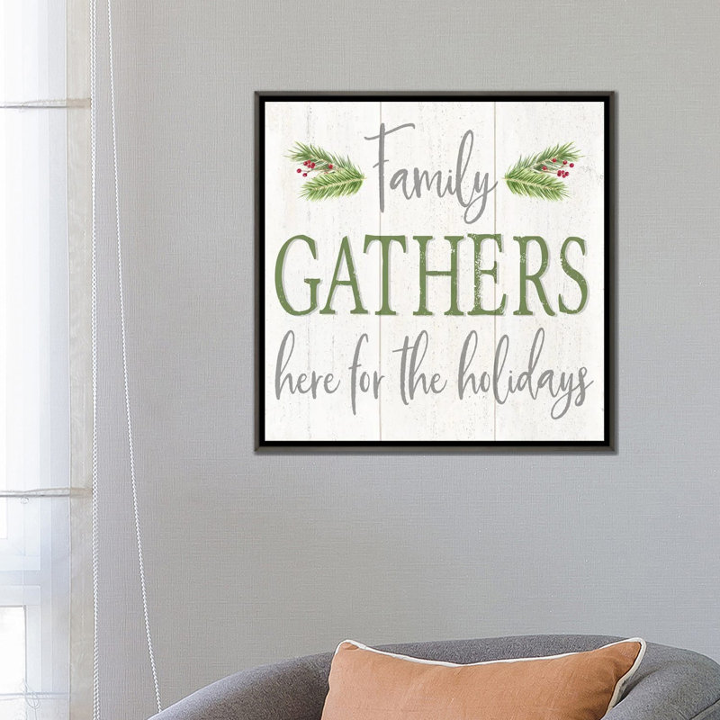 «Peaceful Christmas Square Gather» par Tara Reed - reproduction d'art textuel, H 26 po x l 26 po x P 1,5 po, Aucun mat