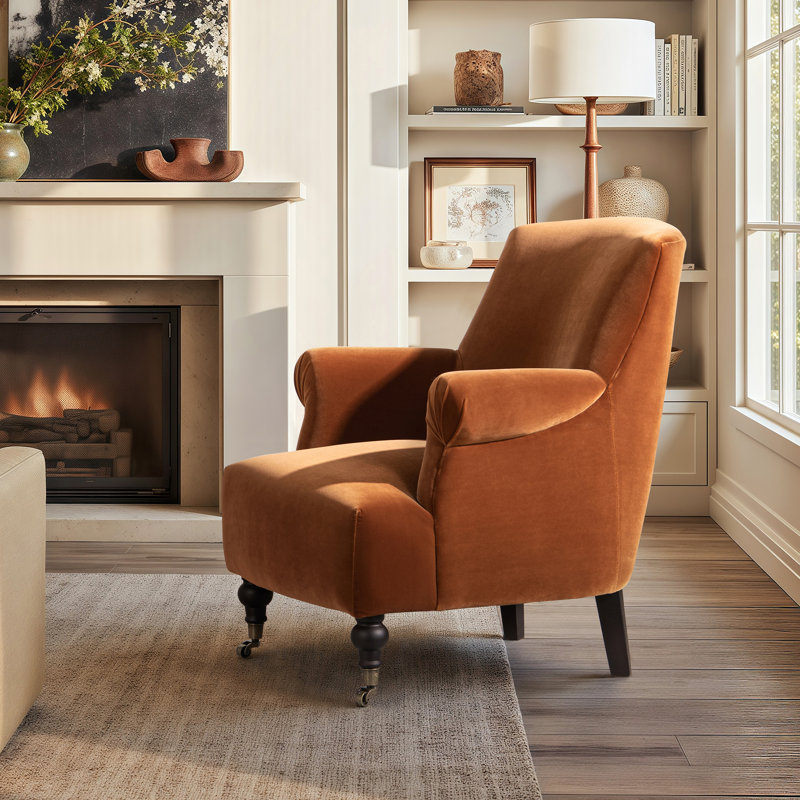 Naine Upholstered Velvet Armchair, Orange