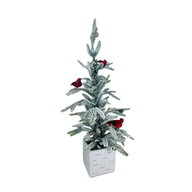 Arbre de table floqué Cardinal, H 30 po x l 12 po x P 14 po