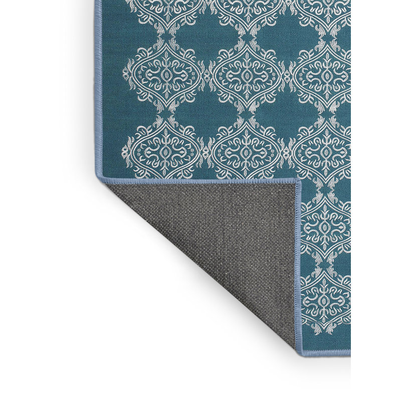 Tapis de zone bleu contemporain, Rectangle 5 pi x 7 pi