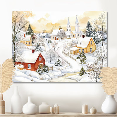 «Snowy Winter Village In Canada I - Winter Landscape», reproduction sur toile