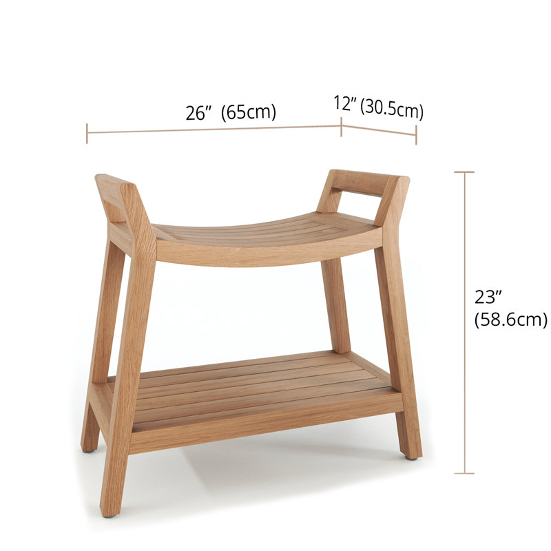 Patented Asia Ascend Teak Shower Bench with Shelf