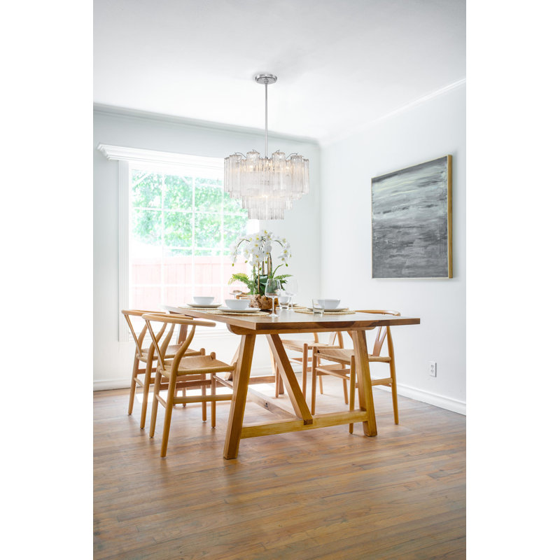 Arras Dimmable Tiered Chandelier,  Clear, Polished Chrome, 14.25" H x 22" W x 22" D