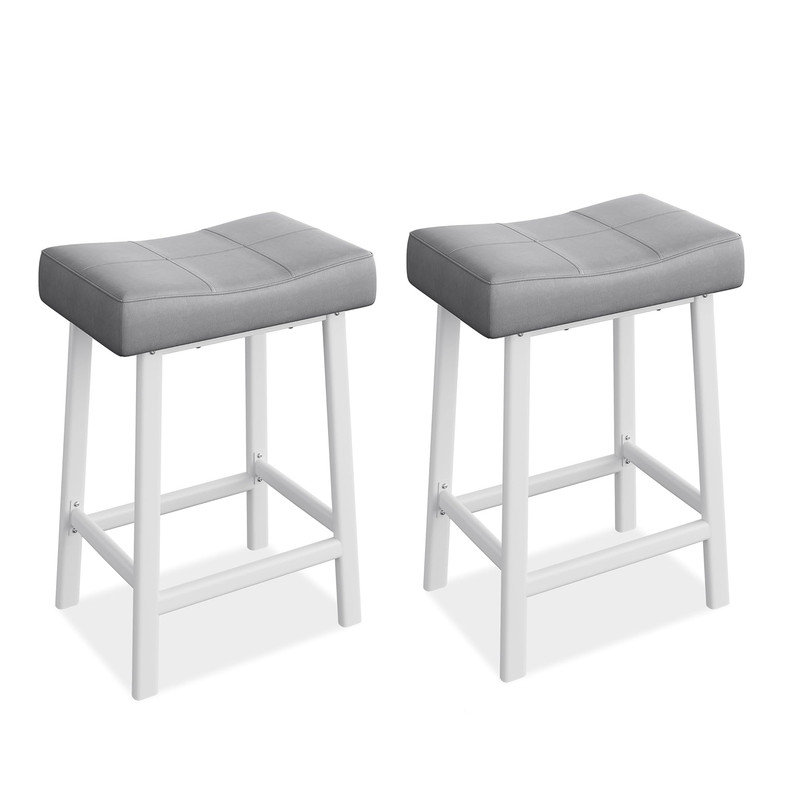 Counter Stool with Metal Frame, Light Grey, White