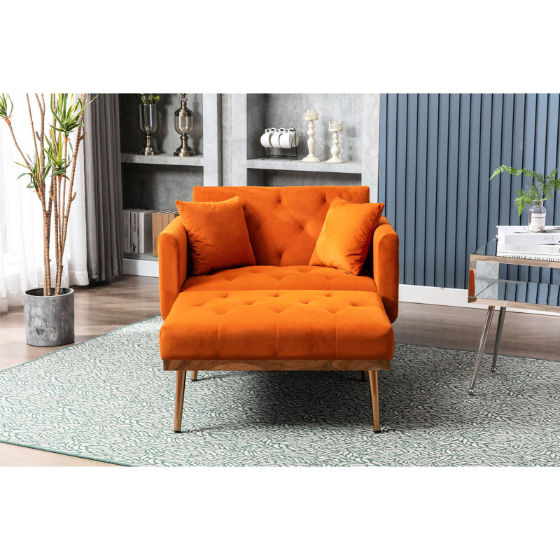 Méridienne en velours avec angle réglable et très confortable - Orange Fashionable Lounge, Orange