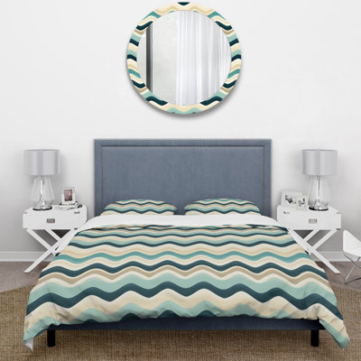Literie à chevrons beige et bleu