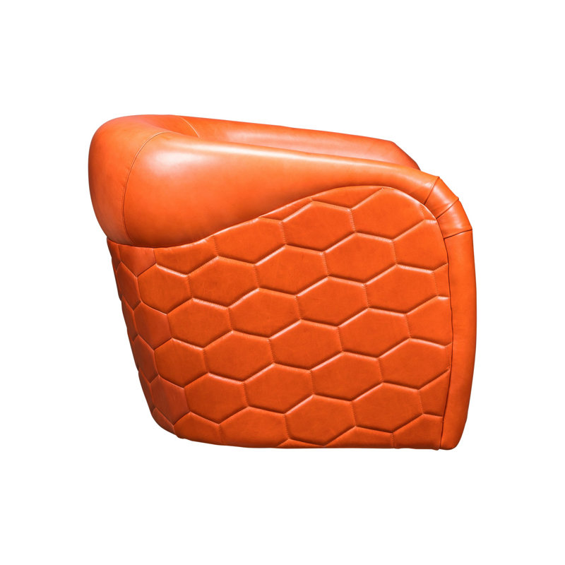 A'Buzz Swivel Armchair, Papaya Genuine Leather