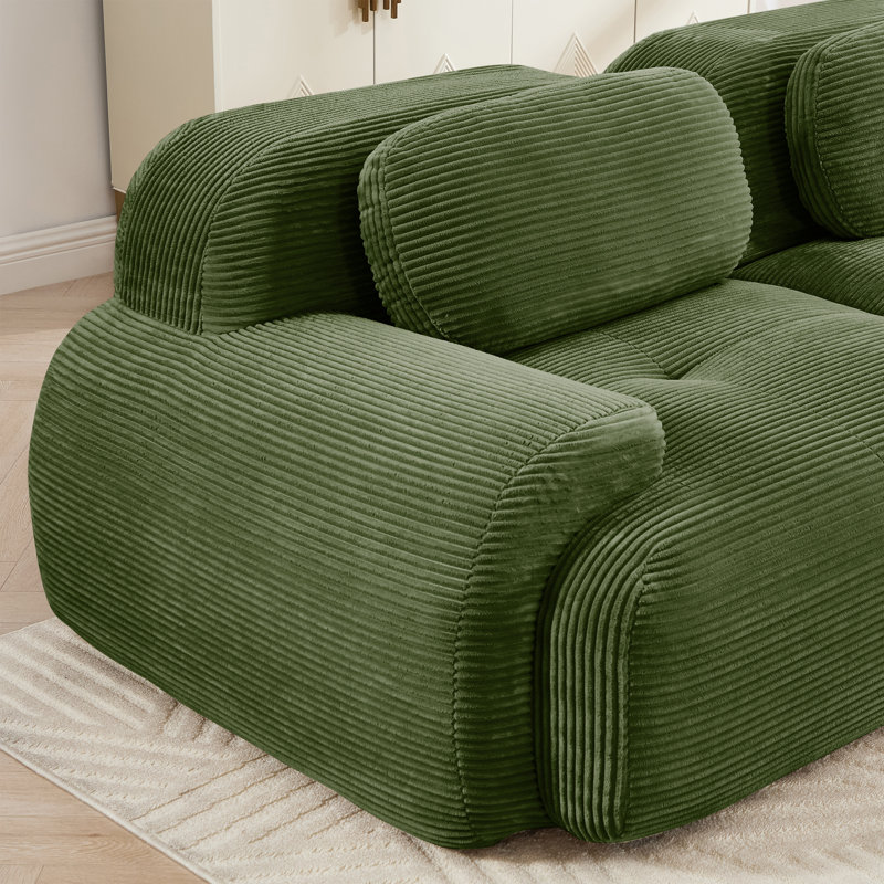 Ensemble de canapé modulaire en velours côtelé 3 pièces Luxury, Vert