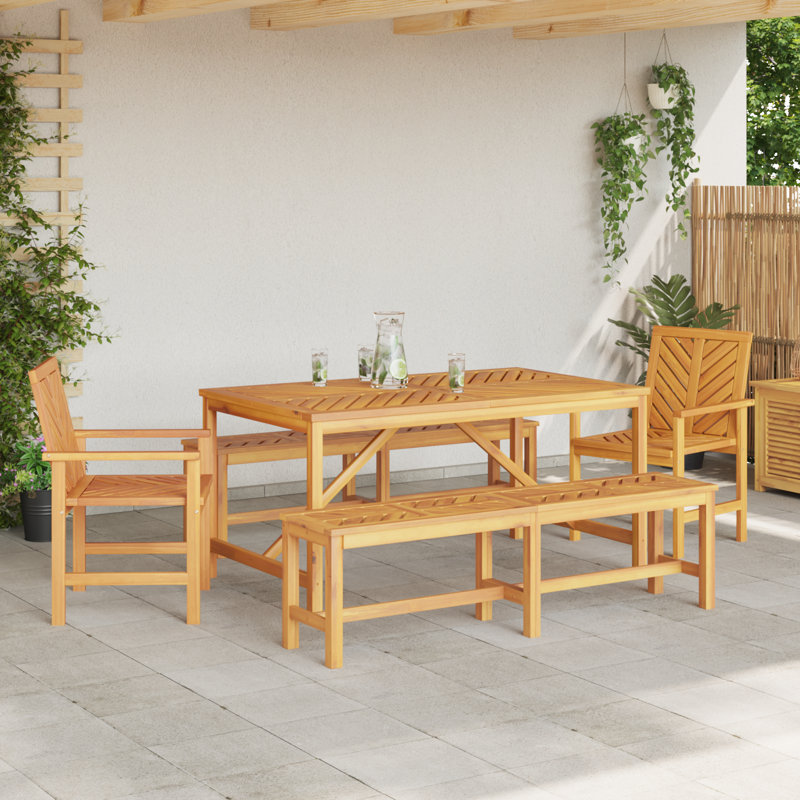 4 - Person Wood Patio Dining Set with Rectangular Table