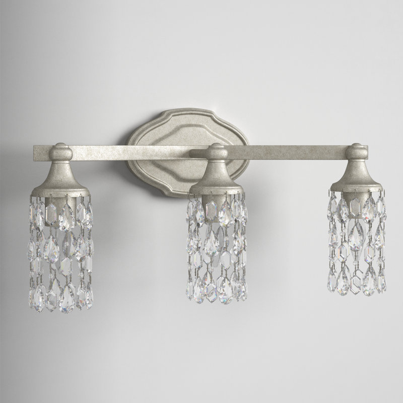 Betta 3-Light Dimmable Vanity Light with Crystal Accents, Antique Silver