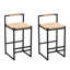 Bar Stool with Backrest Set of 2 Counter Height Upholstered Bar Chairs with Footrest-1416228790