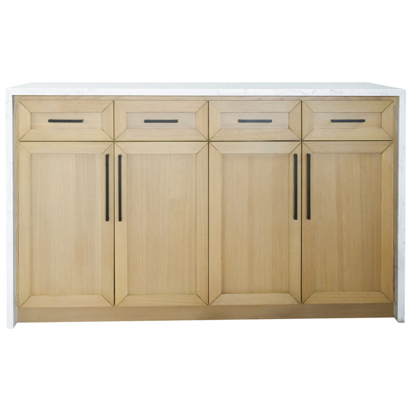 Îlot de cuisine avec plateau en marbre Andranique, Blond