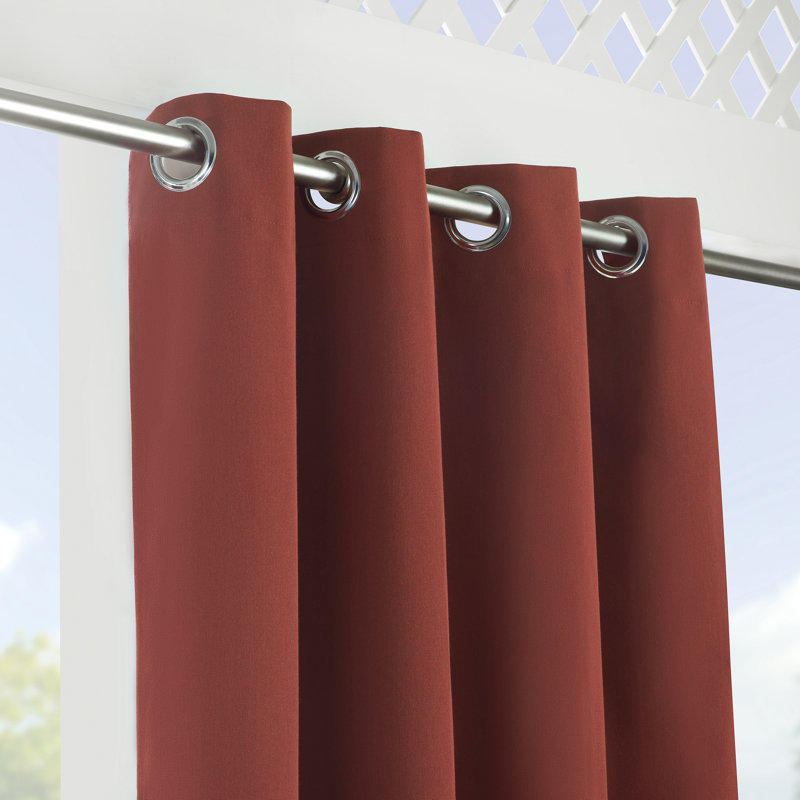 Outdoor Semi Sheer Curtain Single Panel, 52" W x 96" L, Red