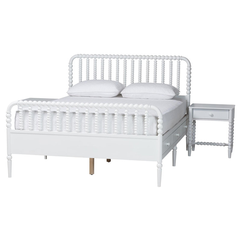 Ensemble de chambre à coucher 3 pièces Baxton Studio Dejahnay, grand lit, blanc, Blanc