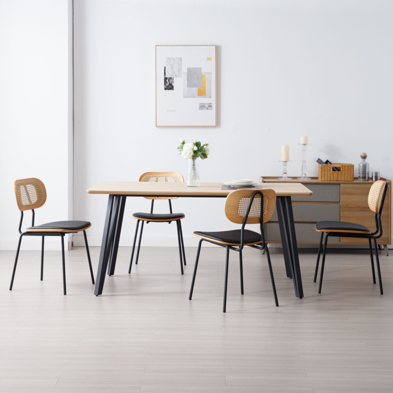 Altrud 47cm H Upholstered Metal Side Chair, Black
