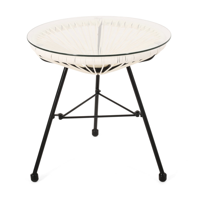 Elegant Side Table With Versatile Construction - White, Tempered Glass Tabletop, 17.79In Width X Depth 18.28In Height, Assembly Required, Iron Legs Accent 17.79" 18.28" Needed, Leg Support