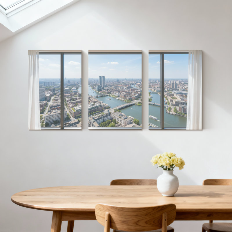 Ensemble de 3 impressions d'art sur toile, paysages urbains et paysages urbains, H 18 po x l 36 po
