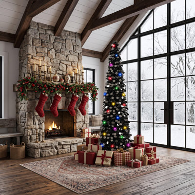 Sapin de Noël artificiel pré-illuminé de 2 m avec 70 lumières DEL colorées et design pop-up