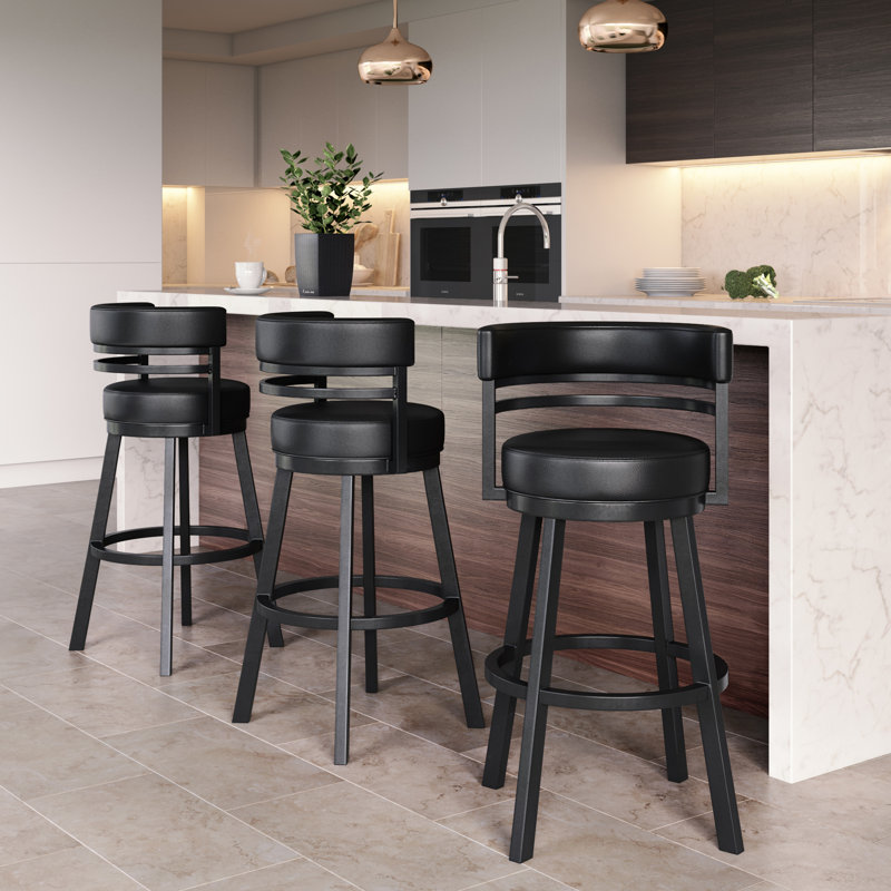 Tabouret de bar et de comptoir Belvie, Noir, Noir, Tabouret de bar (siège d'une hauteur de 30 po)