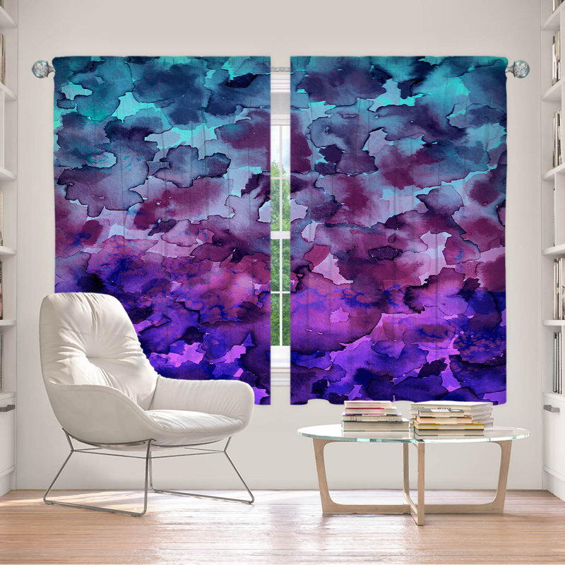 Rideau en polyester, L 56 po x L 78 po, Bleu / mauve