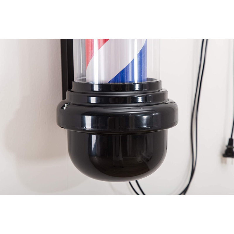 Classic LED Light Barber Pole with Rotating Strip, Black/Blue/Red