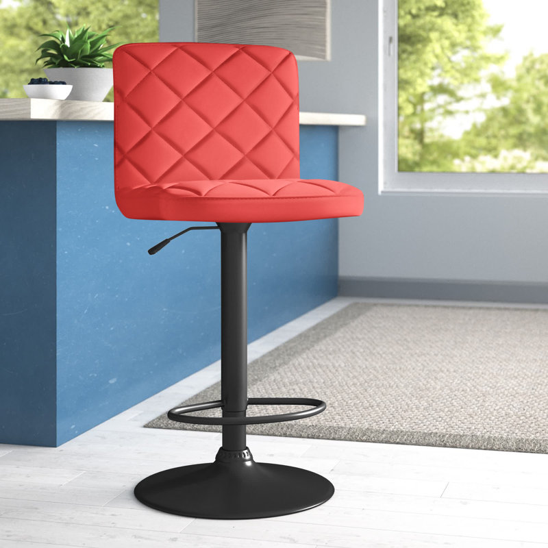Tabouret de bar rotatif 24 po Duval, Noir, Simili cuir rouge