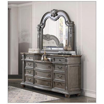 Ensemble de commode à 11 tiroirs avec miroir traditionnel Traditional
