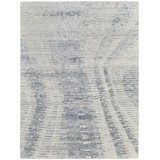 Brighton Hand Knotted Abstract Area Rug in Light Blue/Ivory
