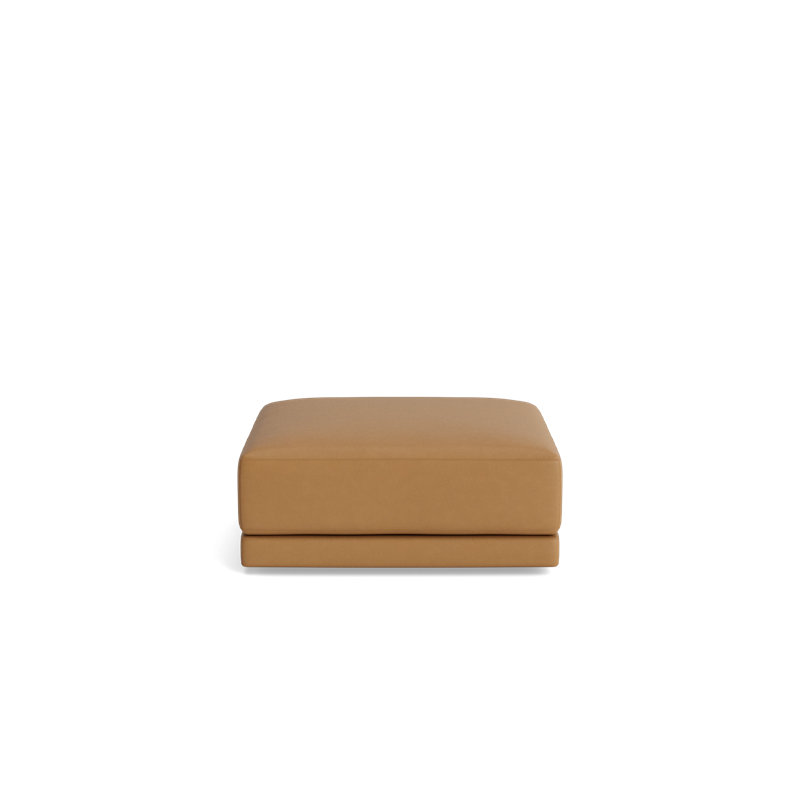 Eva Square Ottoman, Leather - Butterscotch